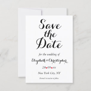 Simple Elegant Script White Wedding Engagement Save The Date