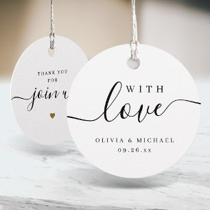Simple elegant script with love Wedding Favour Tags