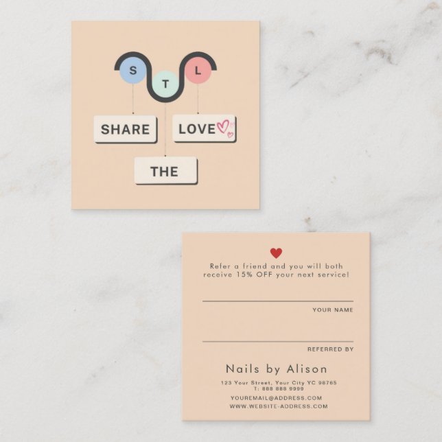 Simple Elegant Share the love Rustic Referral Card (Front/Back)