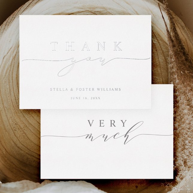 Simple & Elegant Silver Foil Thank You Card  (Front & Back)