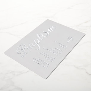 Simple Elegant Silver Script Soft Gray Baptism