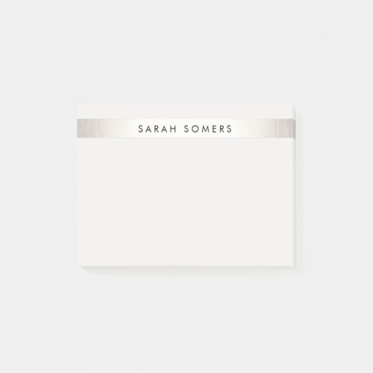 Simple Elegant Silver Stripe Personalized Name Post-it Notes