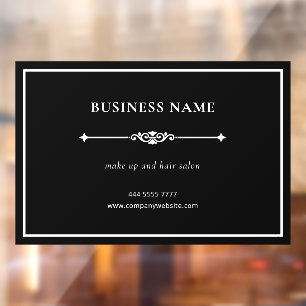 Simple Elegant Small Business Salon Black & White Window Cling