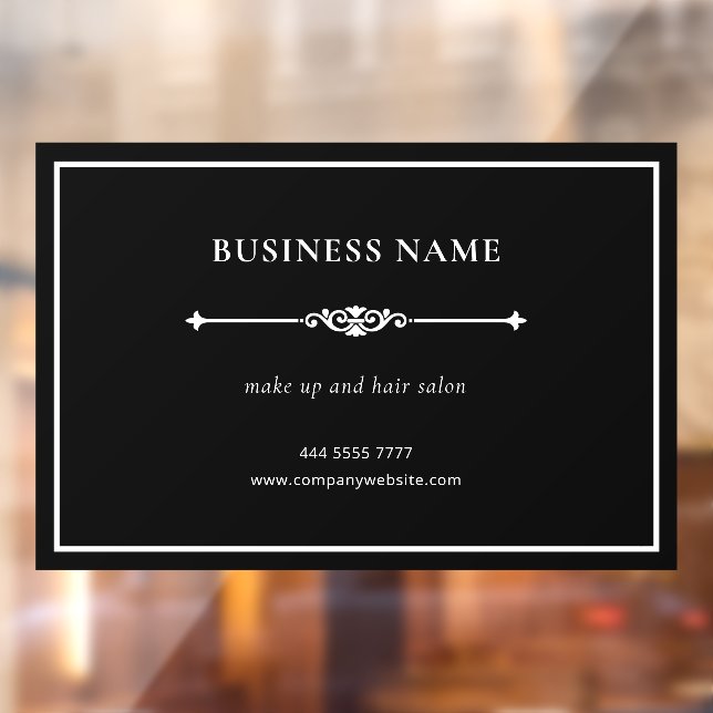 Simple Elegant Small Business Salon Black & White Window Cling (Sheet 2)