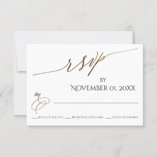Simple, Elegant, Smooth Gold Typography RSVP Card