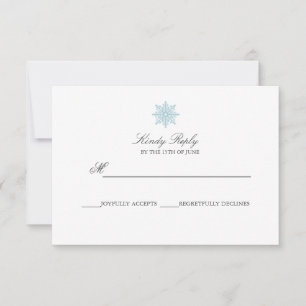 Simple Elegant Snowflake Light Blue wedding RSVP Card