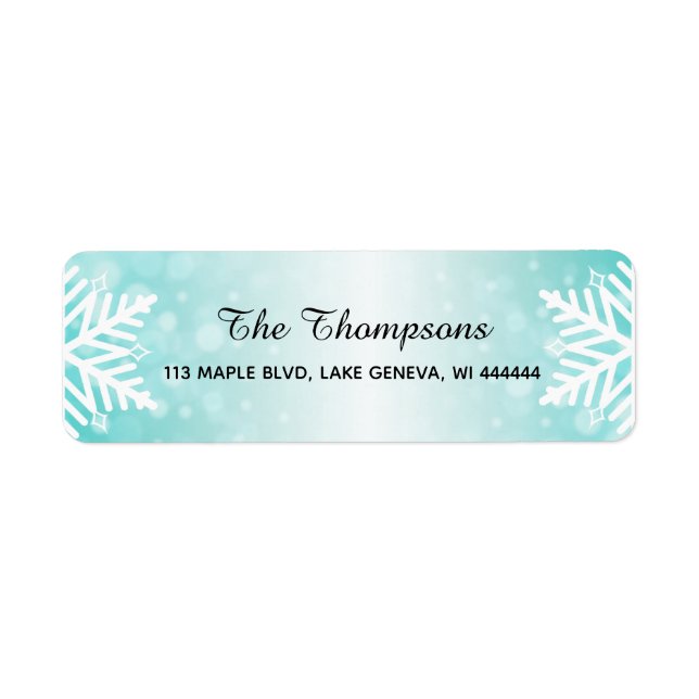 Simple Elegant Snowflakes Teal Gradient (Front)