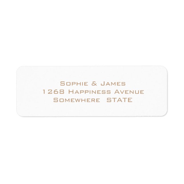 Simple Elegant Soft Gold Mariage Adresse de retour (Devant)