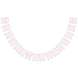 Simple Elegant Soft Pastel Pink Bow Happy Birthday Bunting Flags
