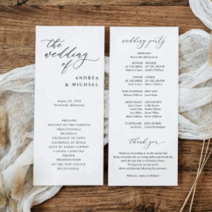Simple Elegant Sophisticated Wedding Program
