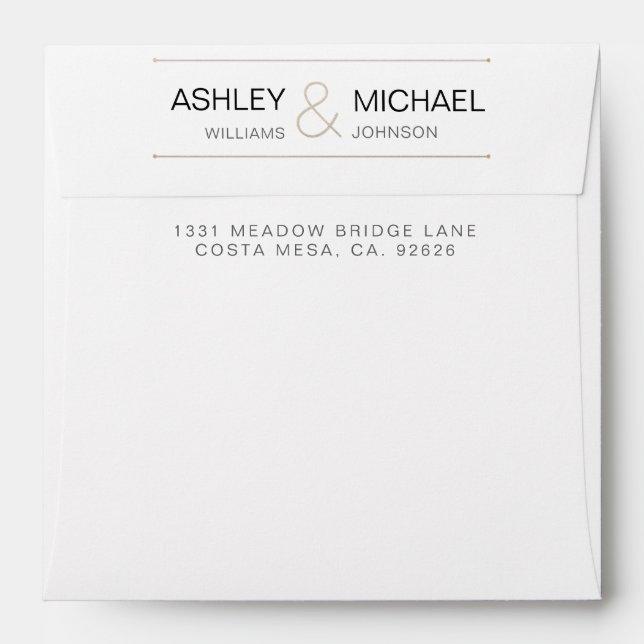 Simple Elegant Square Antique Gold Return Address Envelope (Back (Top Flap))