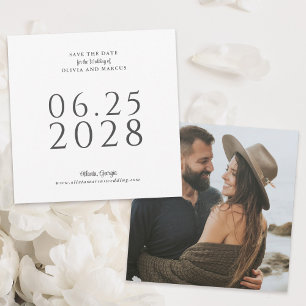 Simple Elegant Square Save the Date with Photo
