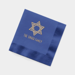 Simple Elegant Star of David #1 Family Name Foil Napkins