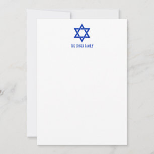 Simple Elegant Star of David #3 Family Name Card