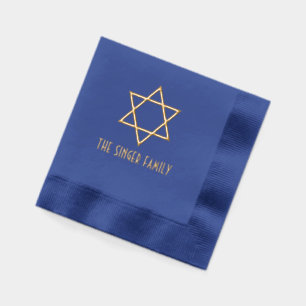 Simple Elegant Star of David #4 Family Name Foil Napkins