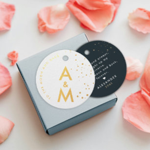 Simple Elegant Stars Sky Love Couple Monogram Favour Tags