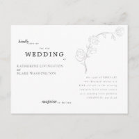 Simple Elegant Stem Postcard Wedding Invitation