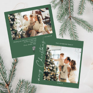 Simple Elegant Stylish 2 PHOTO Christmas Greeting Holiday Card