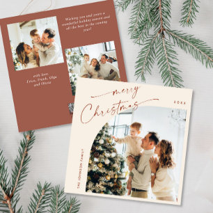 Simple Elegant Stylish 3 PHOTO Christmas Greeting Holiday Card