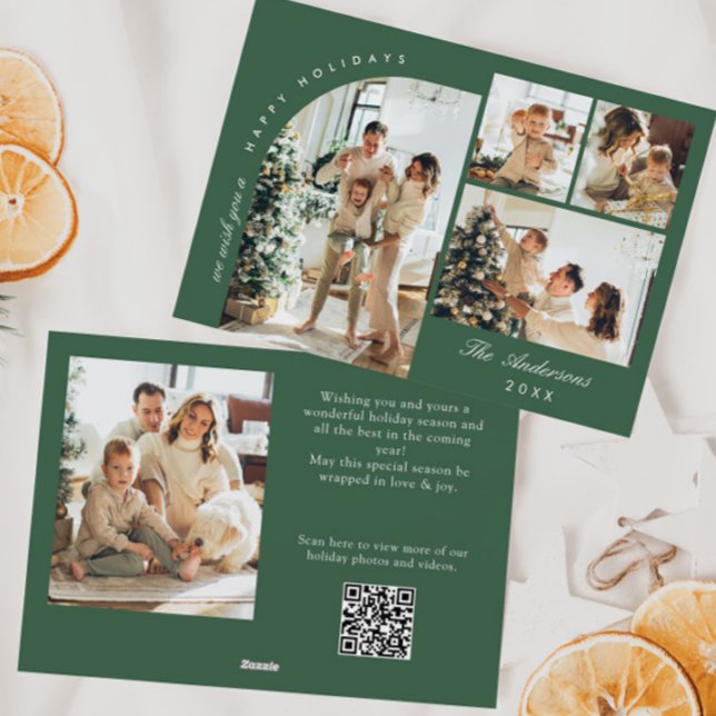 Simple Elegant Stylish 5 PHOTO Christmas Greeting Holiday Card (Creator Uploaded)