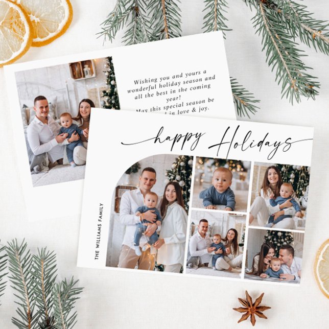 Simple Elegant Stylish 6 PHOTO Christmas Greeting Holiday Card (Creator Uploaded)