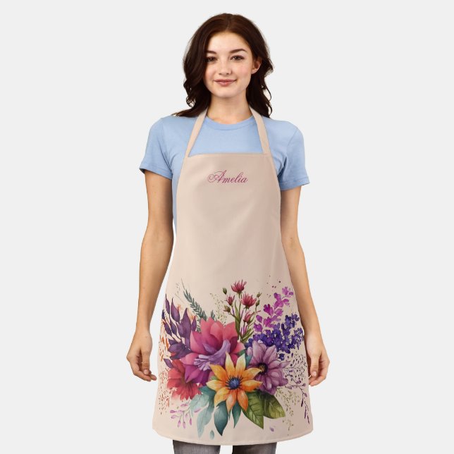 Simple Elegant Stylish Garden Florals Apron (Worn)