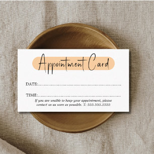 Simple Elegant Stylish White Peach Salon Appointment Card