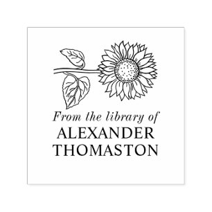 Simple Elegant Sunflower #4 Library Book Name Self-inking Stamp