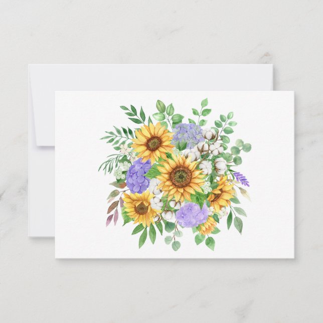 Simple Elegant Sunflower Bouquet Flat Card (Front)