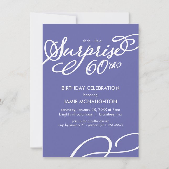 Simple, Elegant Surprise 60th Birthday Invitation (Front)