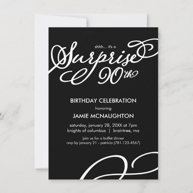 Simple, Elegant Surprise 90e Invitation anniversai (Devant)