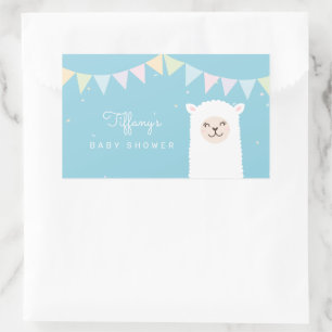 Simple Elegant Sweet Alpaca Llama Boy Baby Shower Sticker