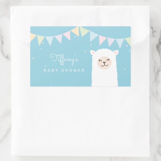 Simple Elegant Sweet Alpaca Llama Boy Baby Shower Sticker (Bag)