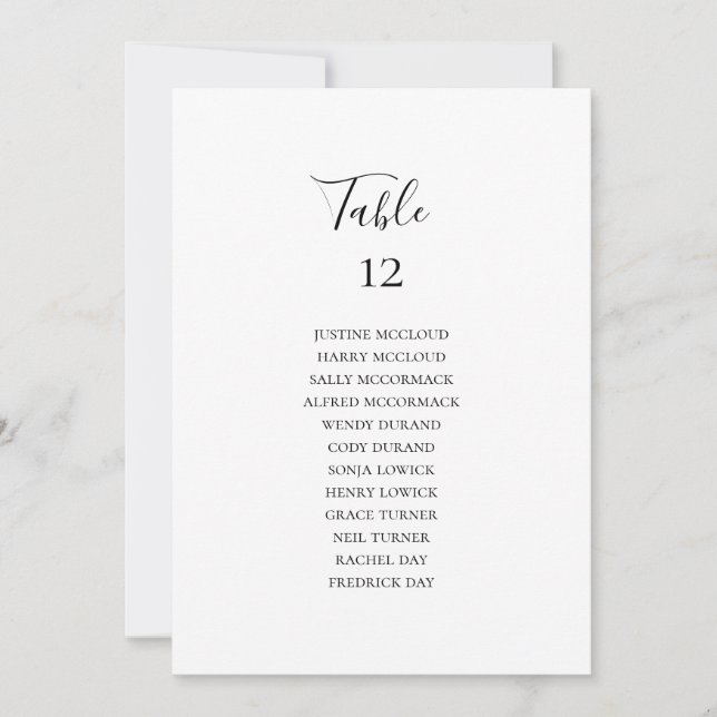 Simple Elegant Table Number Seating Chart (Front)