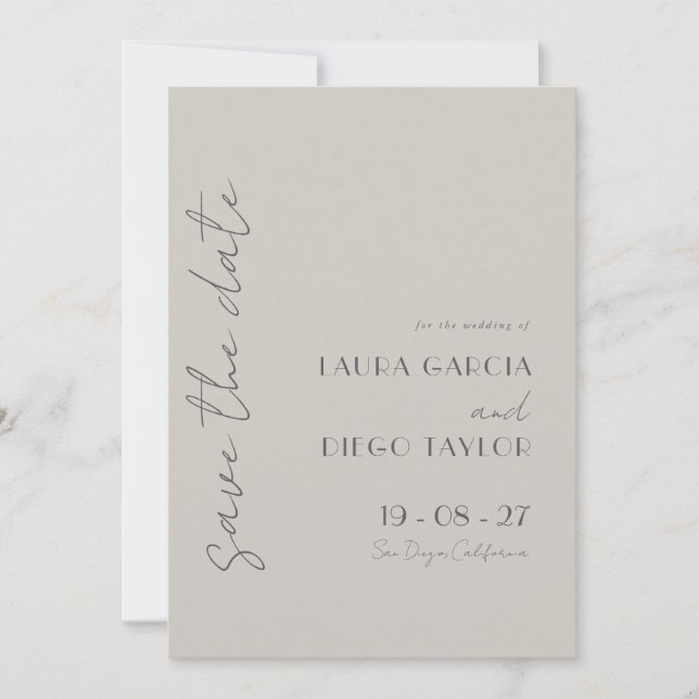 Simple Elegant Taupe Wedding Save The Date (Front)