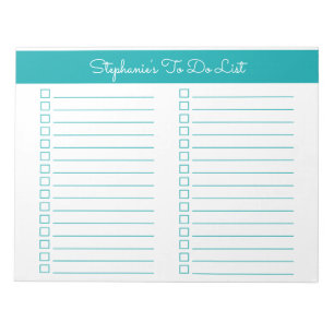 Simple Elegant Teal 8.5x11 Two Column Checklist Notepad
