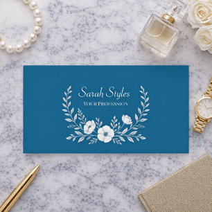 Simple Elegant Teal Blue Minimalist Business Card