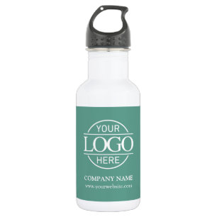Simple Elegant Teal Green Company Business Logo 532 Ml Water Bottle