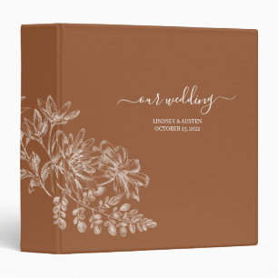 Simple Elegant Terracotta and White Script Wedding Binder