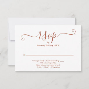 Simple Elegant Terracotta Script Wedding RSVP Card