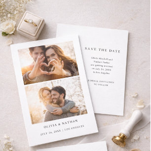 Simple Elegant Text and 2 Photos   Wedding Invitation