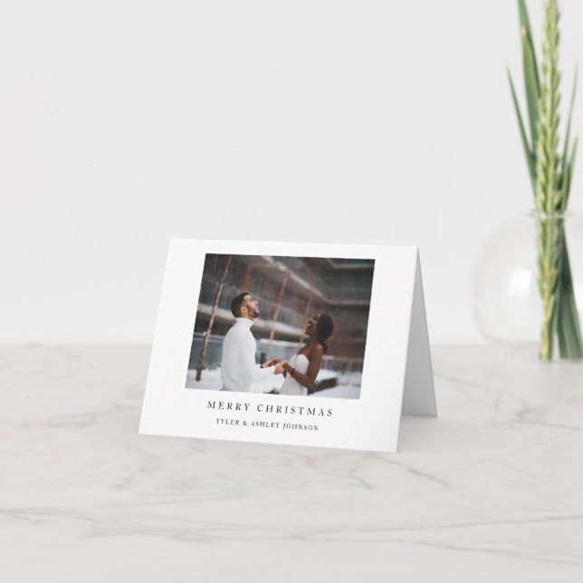 Simple Elegant Text and Photo Merry Christmas  Holiday Card (Front)
