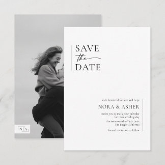Simple Elegant Text and Photo | Monogram Wedding Save The Date