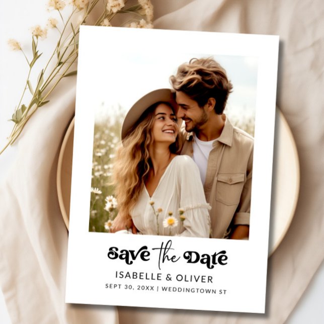 Simple Elegant Text and Photo Save The Date Magnetic Invitation (Simple Elegant Text and Photo Save The Date Magnetic Invitation)