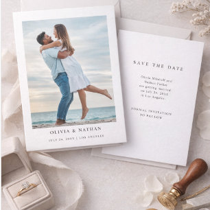 Simple Elegant Text and Photo   Wedding Save The Date