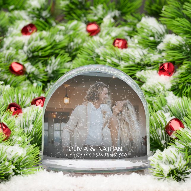 Simple Elegant Text and Photo | Wedding  Snowglobe (Christmas)