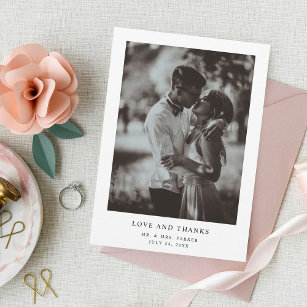 Simple Elegant Text and Photo   Wedding Thank You Card