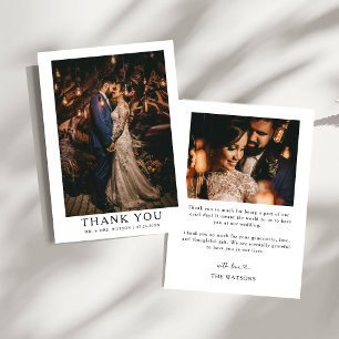 Simple Elegant Text and Photo Wedding Thank You  Card