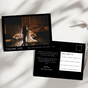 Simple Elegant Text and Photo Wedding Thank You Postcard