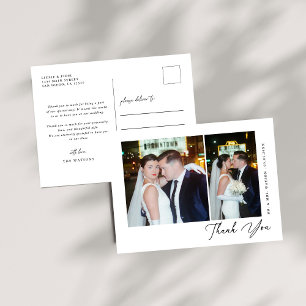 Simple Elegant Text and Photo Wedding Thank You  Postcard
